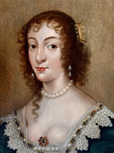 XVIIe siècle - Portrait de la Reine Henrietta Maria, cercle de Van Dyck (1599- 1641)
