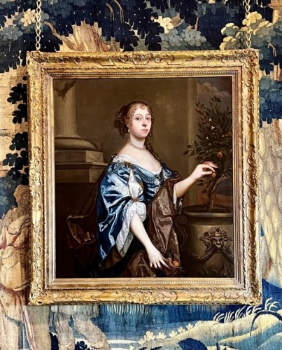 Une dame cueillant des oranges vers 1655, cercle de Peter Lely (1618-1660) - Tableaux et dessins Style Louis XIII