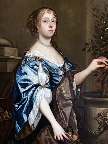Une dame cueillant des oranges vers 1655, cercle de Peter Lely (1618-1660) - Period Portraits