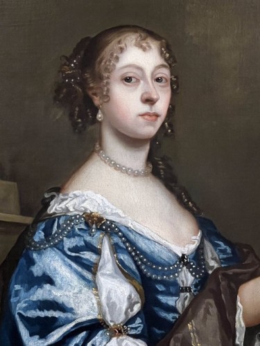 Antiquités - Une dame cueillant des oranges vers 1655, cercle de Peter Lely (1618-1660)