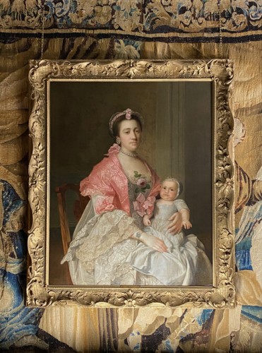 Antiquités - Une dame et son enfant vers 1760, Atelier de Sir Allan Ramsay 