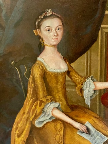 Arthur Davies (1712-1787) - Portrait d'une jeune femme - Tableaux et dessins Style Louis XIV