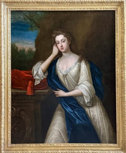 Charles Jervas (c.1675-1739) Portrait d'une noble femme du début du XVIIIe siècle - Tableaux et dessins Style Louis XIV