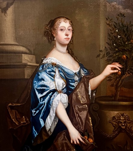 Pieter Borsseler (c. 1634 - 1687) - Portrait of a Lady Picking Oranges