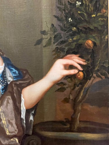 Pieter Borsseler (c. 1634 - 1687) - Portrait of a Lady Picking Oranges - Louis XIII