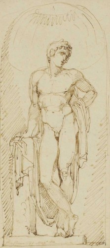 Étude à la plume et à l'encre d'Apollon - École italienne début du XIXe siècle - Tableaux et dessins Style 