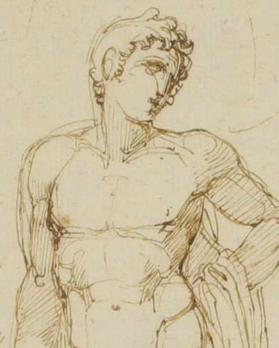 Étude à la plume et à l'encre d'Apollon - École italienne début du XIXe siècle - Period Portraits