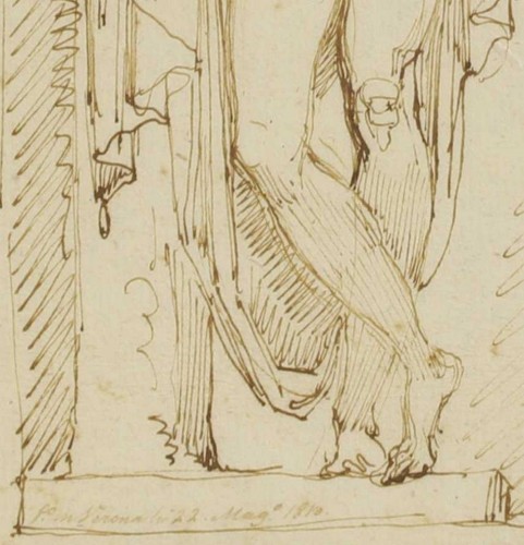 XIXe siècle - Étude à la plume et à l'encre d'Apollon - École italienne début du XIXe siècle