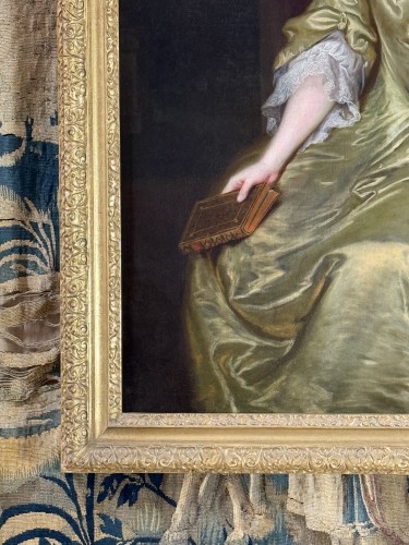 Thomas Bardwell (1704 - 1767) - Portrait d'une dame en robe de soie jaune - 