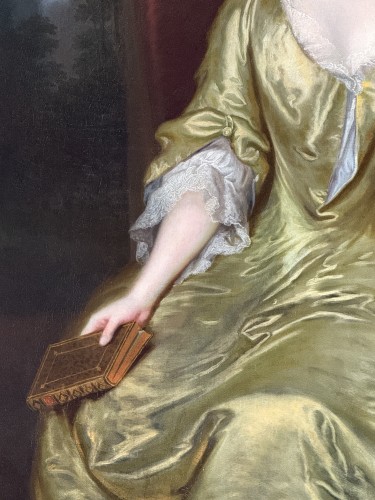Antiquités - Thomas Bardwell (1704 - 1767) - Portrait d'une dame en robe de soie jaune