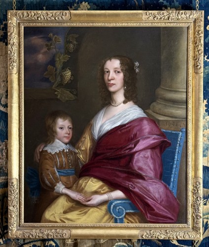 Portrait of Lucy Hutchinson and her son dated 1644 - English school - Louis XIV