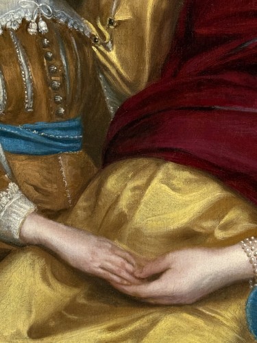 Louis XIV - Portrait of Lucy Hutchinson and her son dated 1644 - English school