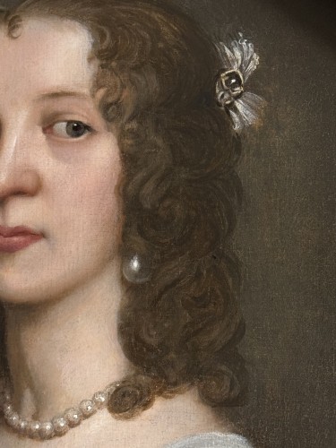 Antiquités - Portrait of Lucy Hutchinson and her son dated 1644 - English school