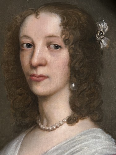 Antiquités - Portrait of Lucy Hutchinson and her son dated 1644 - English school
