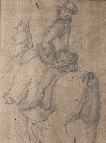 Portrait équestre - École d'Europe du Nord du début du XVIIIe siècle