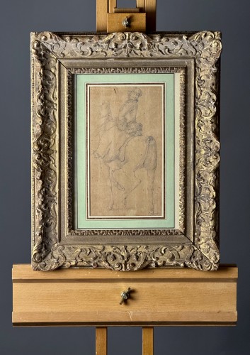 Tableaux et dessins Dessin, Aquarelle & Pastel - Portrait équestre - École d'Europe du Nord du début du XVIIIe siècle