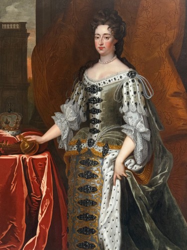 Portrait of Queen Mary II, Studio of Sir Godfrey Kneller (1646-1723) - Paintings & Drawings Style Louis XIII