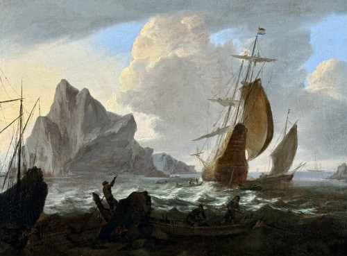 Bateaux hollandais dans la tempête, cercle de bonaventura peeters (1614-1652) - Tableaux et dessins Style 