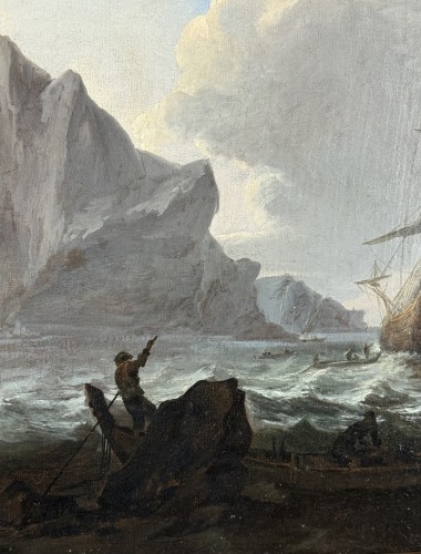 XVIIe siècle - Bateaux hollandais dans la tempête, cercle de bonaventura peeters (1614-1652)