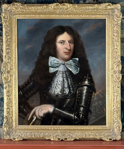 Paintings & Drawings  - King  william iii in armour, a battle in the distance-french school c.1680