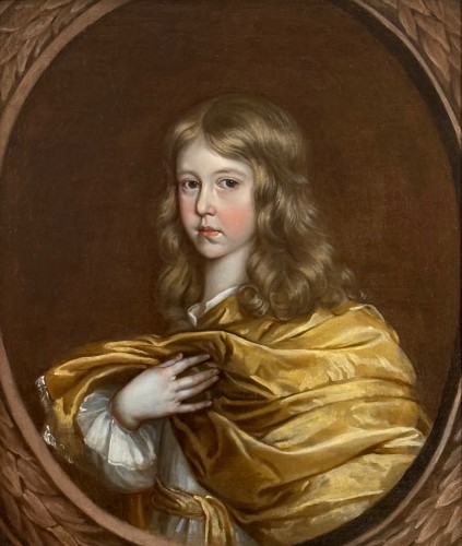 École anglaise du XVIIe  siècle - Un garçon avec des drapés jaunes - Tableaux et dessins Style 