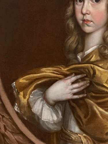 École anglaise du XVIIe  siècle - Un garçon avec des drapés jaunes - Period Portraits