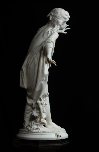 Sculpture Sculpture en Marbre - Mouche aveugle, marbre blanc statuaire de Francesco Barzaghi (1839-1892)