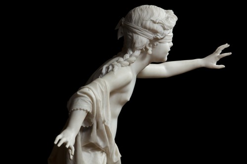 Mouche aveugle, marbre blanc statuaire de Francesco Barzaghi (1839-1892) - Napoléon III