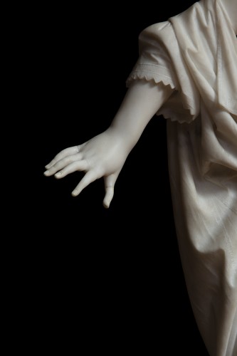 Antiquités - Mouche aveugle, marbre blanc statuaire de Francesco Barzaghi (1839-1892)