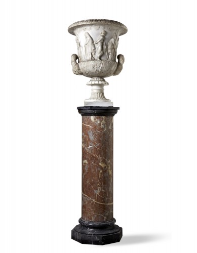 Pair Of Large White Statuary Marble Vases, Rome 19th Century - Decorative Objects Style Napoléon III