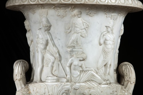 Antiquités - Paire de grands vases en marbre blanc statuaire, Rome XIXe siècle