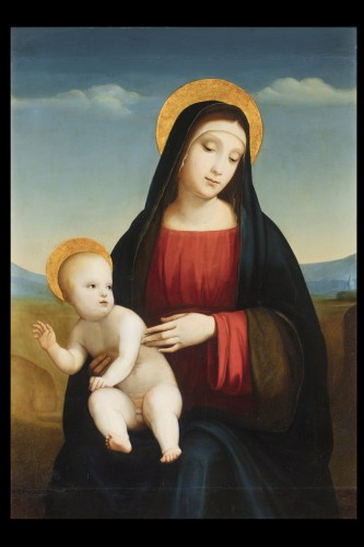 Vierge à l'Enfant, école italienne du XIXe siècle - Art sacré, objets religieux Style Napoléon III