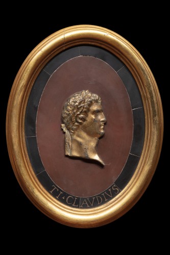 Objets de Vitrine Miniatures - Ensemble de quatre profils d'empereurs en bronze