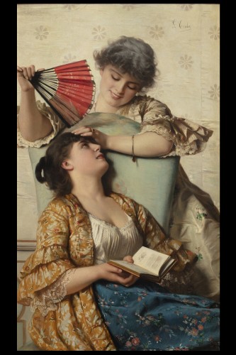 Giovanni Costa (1826-1903) - Deux jeunes filles - Tableaux et dessins Style Napoléon III