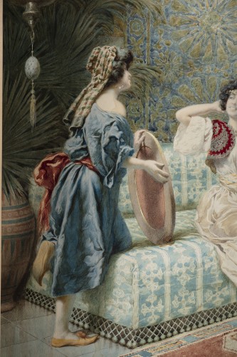 Aquarelle orientaliste du peintre romain Giuseppe Aureli - Tableaux et dessins Style Napoléon III