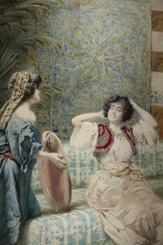 Aquarelle orientaliste du peintre romain Giuseppe Aureli - Phidias Antiques