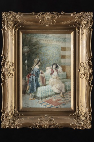 XIXe siècle - Aquarelle orientaliste du peintre romain Giuseppe Aureli