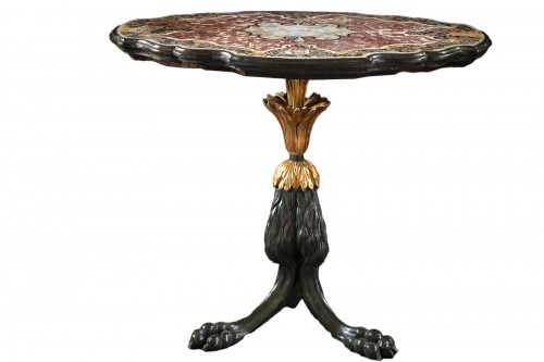 Coffee Table With Scagliola Top, 18th Century Tuscan Manufacture.