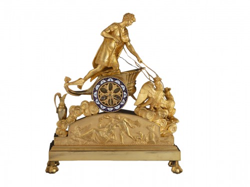 Important Clock In Gilded And Finely Chiselled Bronze Representing Ganymede