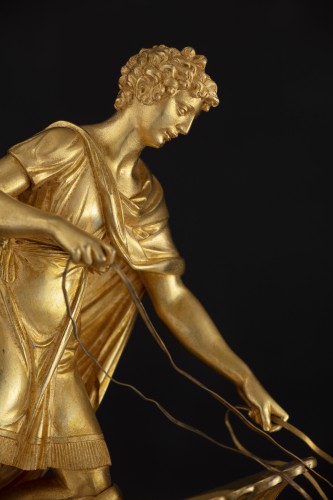 Important Clock In Gilded And Finely Chiselled Bronze Representing Ganymede - 