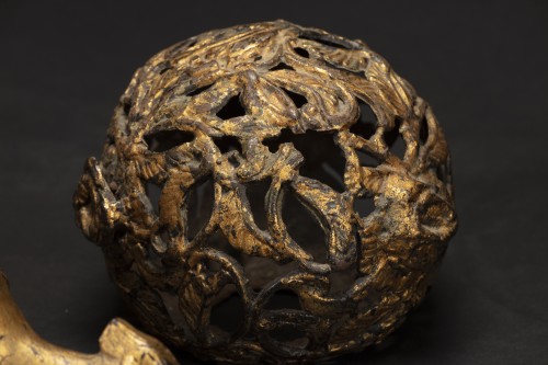 XIXe siècle - Paire de chiens Pho en bronze doré