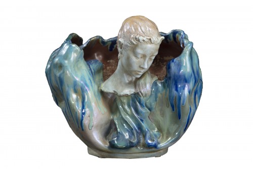 1900s Plant Shaped Vase With Head Of A Faun