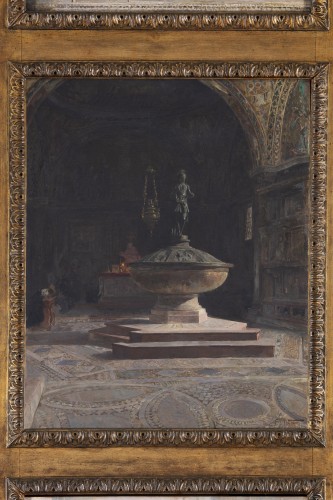 Intérieur de la Basilique de San Marco à Venise - Raffaele Tafuri (1857 - 1929) - Tableaux et dessins Style Napoléon III