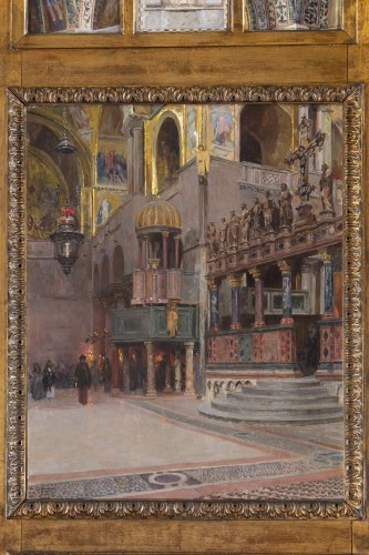 XIXe siècle - Intérieur de la Basilique de San Marco à Venise - Raffaele Tafuri (1857 - 1929)