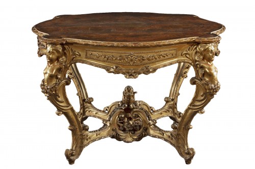 Table de milieu Napoleon III en bois doré