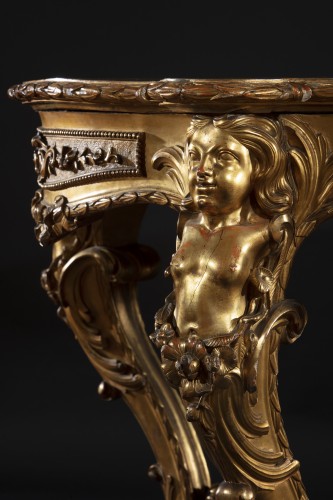 Table de milieu Napoleon III en bois doré - Phidias Antiques