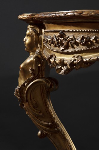 Table de milieu Napoleon III en bois doré - Napoléon III