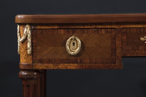 19th century - Napoleon III desk in mahogany, walnut and briar