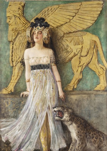 Painting by Cesare Saccaggi &quot;A Babilonia&quot; (or &quot;Semiramide&quot;) - Paintings & Drawings Style Art nouveau