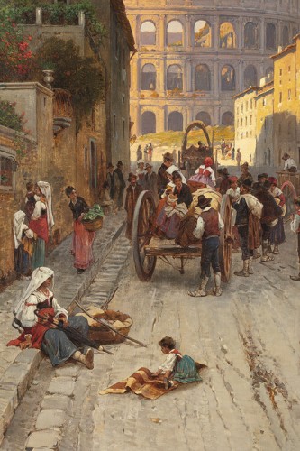 Via di San Giovanni in Laterano - Hermann Corrodi (1844-1905) - Tableaux et dessins Style Napoléon III